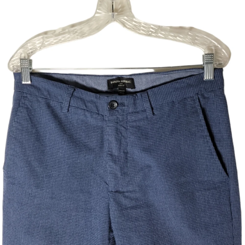 Banana Republic Aiden fit men's size 31x30 blue plaid flat front pants